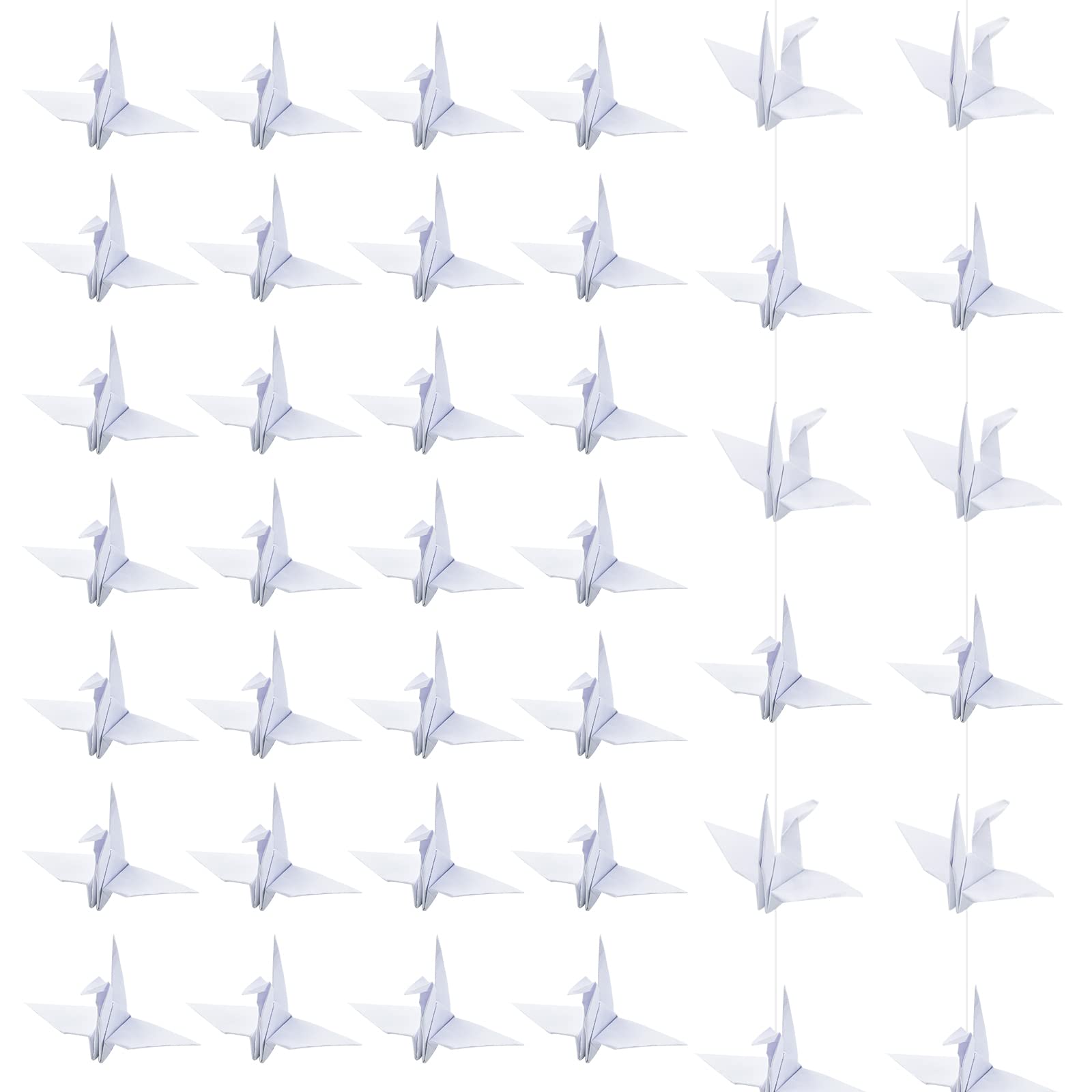 Kit di gru di carta per origami, 140 pezzi di ghirlande di carta per origami piegate fatte a mano, per feste di nozze, sfondo, decorazione della casa, bianco