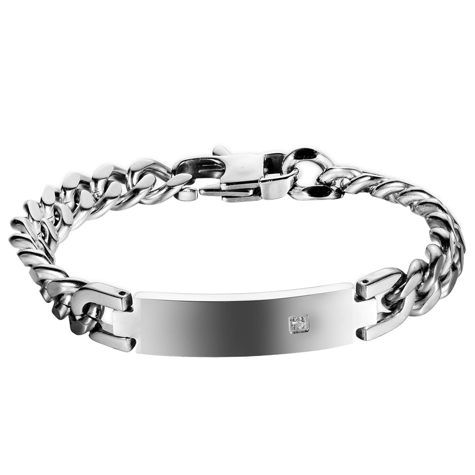 Cupimatch Custom Acero Inoxidable Par Pulsera Grabado Pulsera Regalo Hombre Mujer Cubana Brillante Elegante Valentino Promesa de Aniversario de Navidad