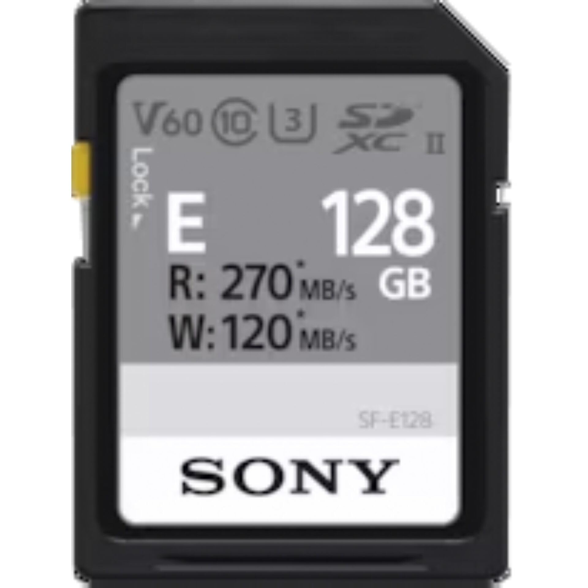Sony Memoria SD-XC 128 GB Serie E, Lettura 270 MB/s, Scrittura 100 MB/s