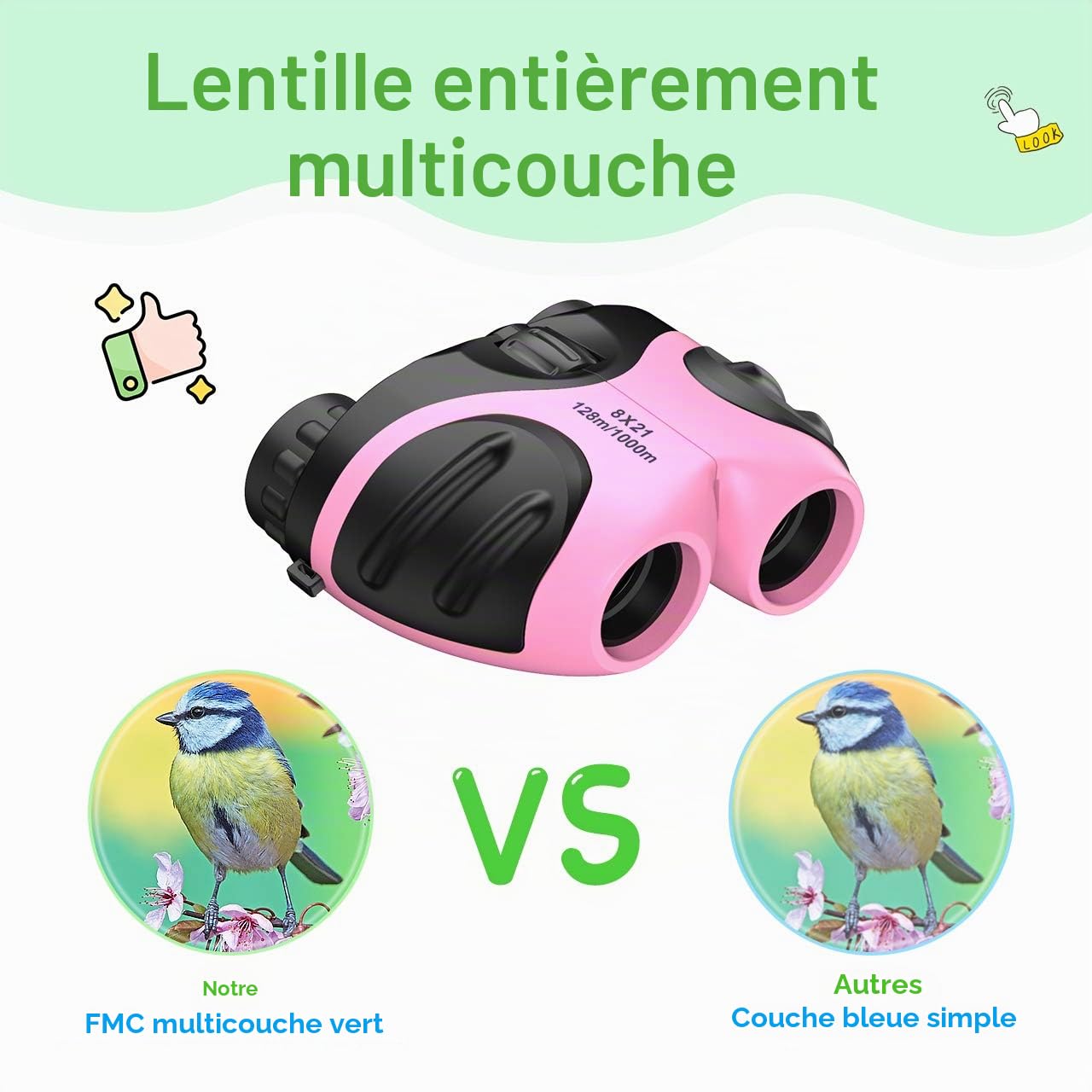 EUTOYZ 3-12 Ans Fille Jouet, 3-12 Ans Fille Anniversaire Anniversaire 3-12 Ans Fille Jumelles pour Enfants Jumelles Enfant 3-12 Ans Compactes(Rose)