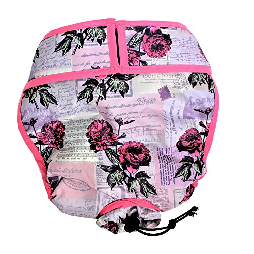 Image of Leak Proof Waterproof Cat Dog Diapers Female Washable Reusable Absorbent Pad Padding Lined for Small Medium Large Pets (M: Waist 16 inch - 20 inch, Pack of 2pcs Pink and Gray)