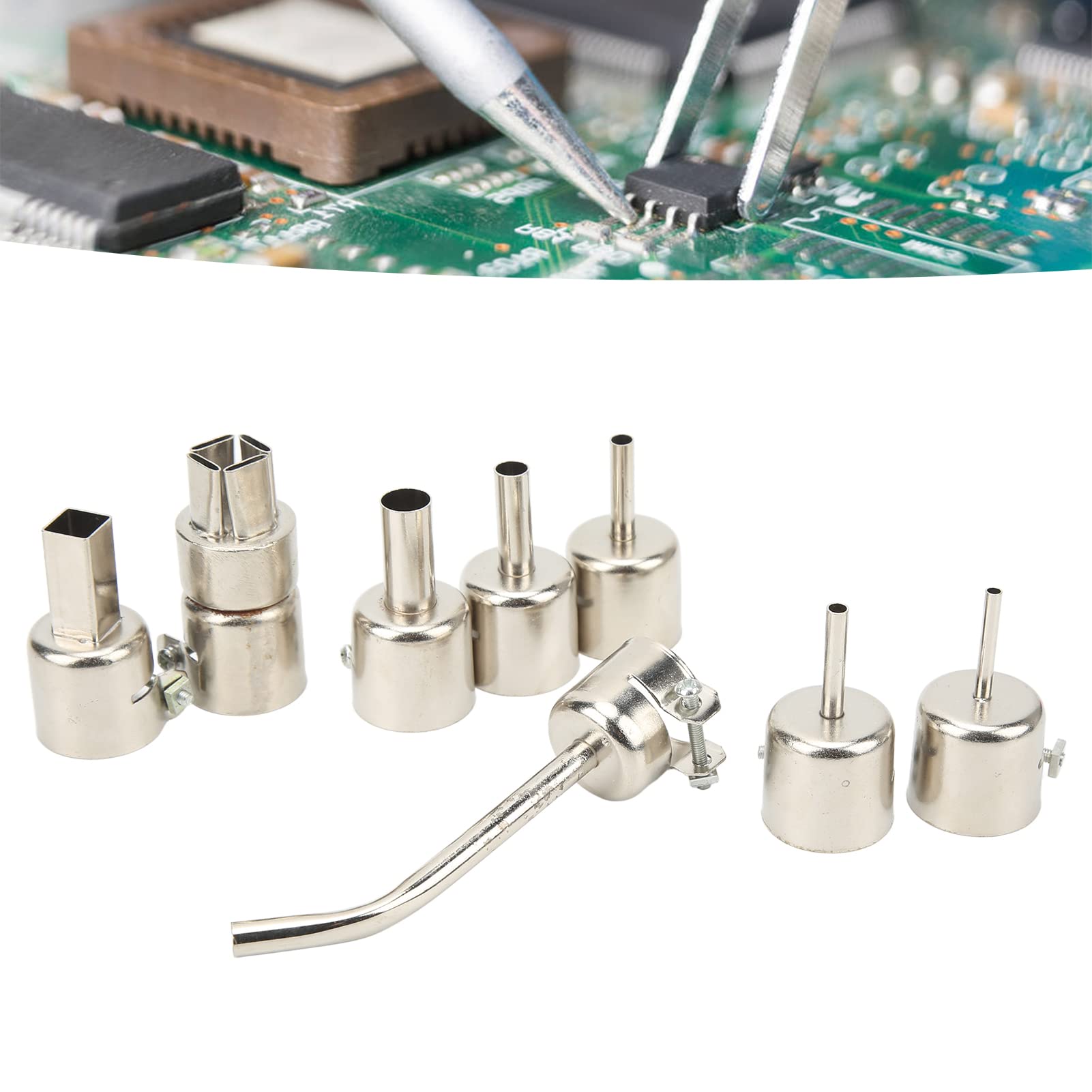 Kit De 8 Buses Pour Pistolet à Air Chaud – Angle Courbé, Acier Inoxydable – Pour Station De Dessoudage, Pistolet Thermique