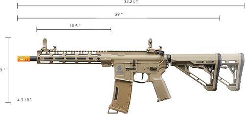 Miniatura 6 de Lancer Tactical Gen 3 M-LOK Airsoft M4 AEG de 10 pulgadas con Delta Stock (Color bronceado)