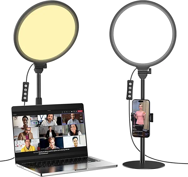Anautin 10.5in LED Desk Ring Light, Video Conference Lighting for Zoom Meeting/Video Calls, Live Stream, Home Office, Computer Lighting for Webcam, Online Classes, Professional Streaming