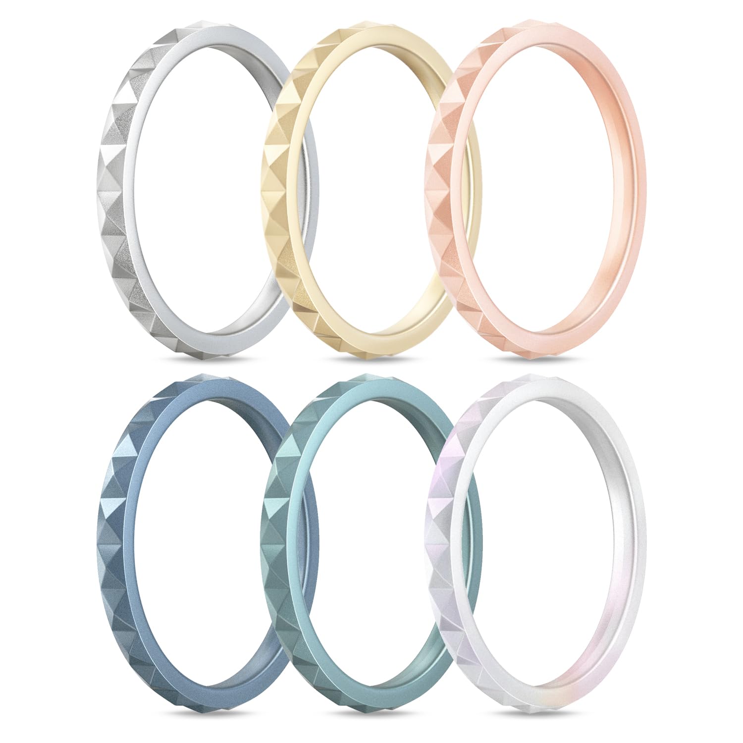 Egnaro Silicone Wedding bands women, Stackable Silicone Ring style