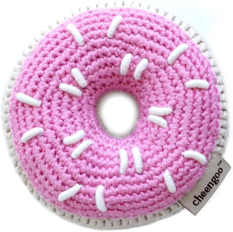CheengooOrganic Hand Crocheted Bamboo Rattle - Pink Donut