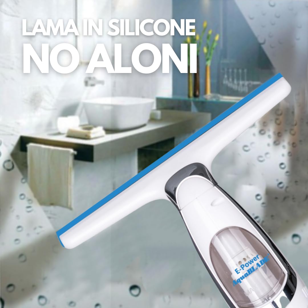 AquaBlade E-Power ORIGINAL Tergivetro Elettrico con lama in silicone per finestre e piastrelle, per una pulizia brillante