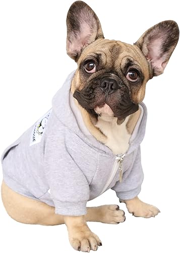 iChoue - Sudadera con capucha para perro con cierre completo., L, gris