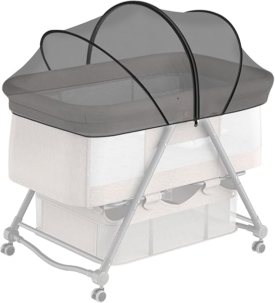 Bassinet Cover with Two-Way Zipper,Portable Bassinet Mosquito Net Cover for Cats to Keep Pets Out(Black)