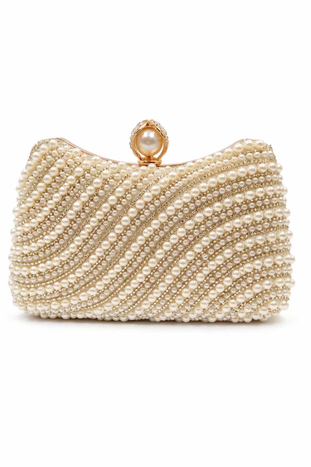adiyara Pearl Beaded Clutch Bag, Diagonal Swirl Pattern, Gold-Tone Clasp, Evening Purse-picture-11