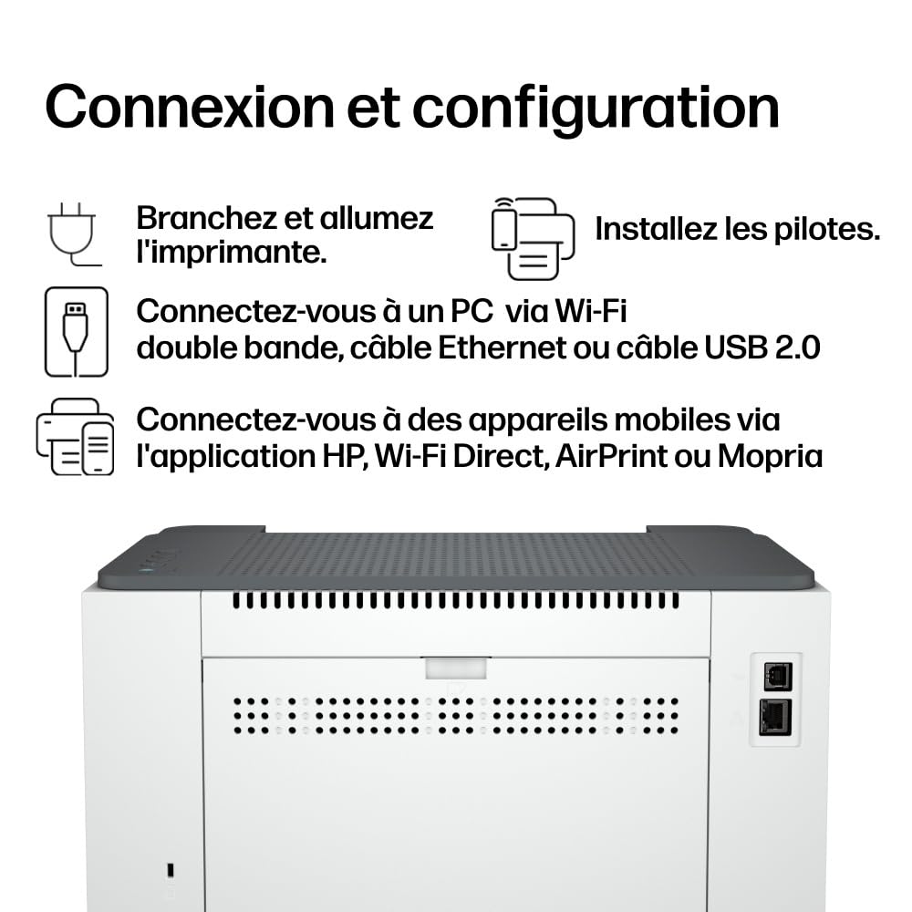 HP LaserJet M209dw, 6GW62F, Imprimante monofonction A4, Impression Recto Verso Automatique en Noir et Blanc, 29 ppm, USB, Wi-FI, Ethernet, Smart, sans fax, sans ADF, écran LCD à icônes, Grise