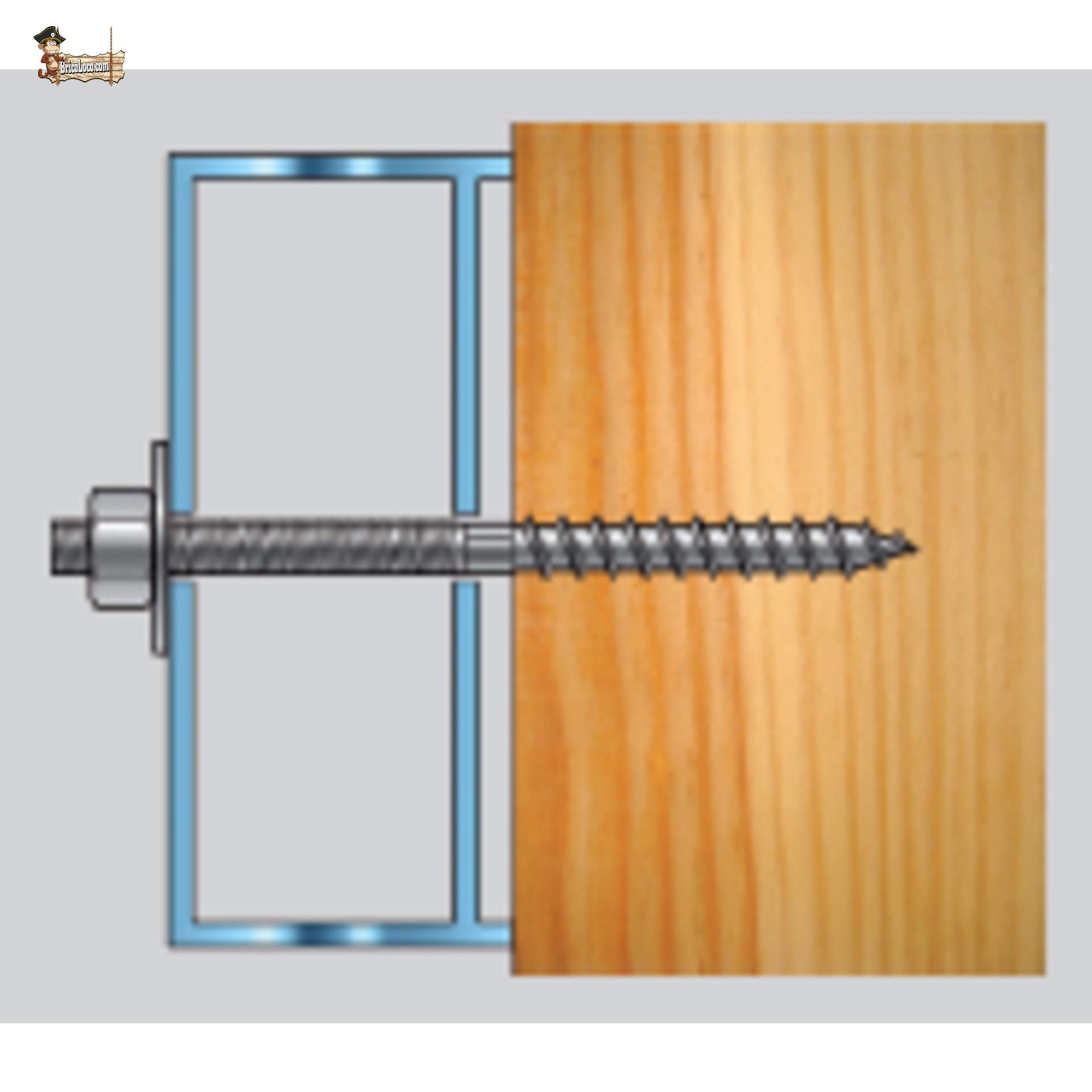 BricoLoco Espárrago tornillo tirafondo cincado doble rosca con sección central hexagonal. Huella Torx. Unión madera o taco con rosca métrica. (10x160, 100)