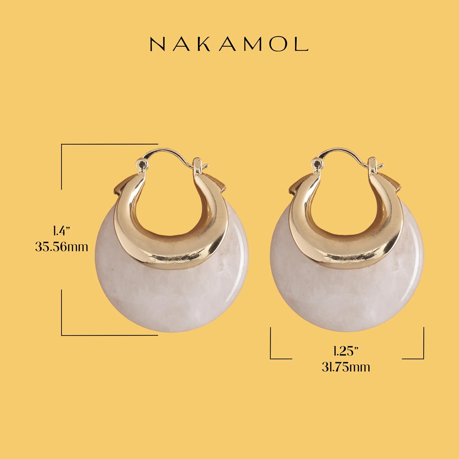 Double Layer Yellow Tone Brass and Bold Bead Hoop Earring - Choice of Colors