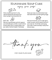 LEES A.M. Handmade Soap Care Cards - 50 Pack 2x3.5 Inch Business Card Size Instructions for Soap Makers