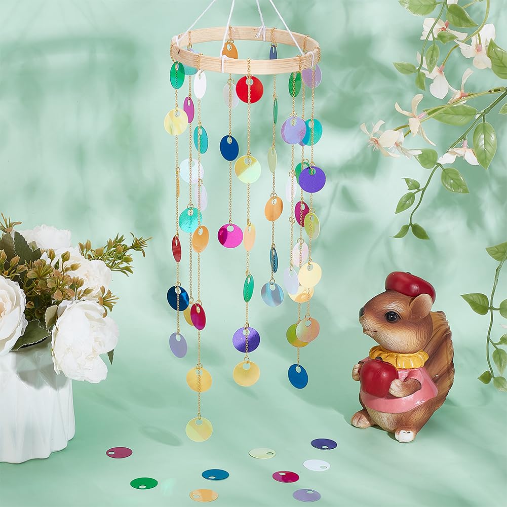 PH PandaHall 450 Pz 20mm Grandi Paillettes Rotonde Piatte Iridescenti in 9 Colori - Cerchio Pois Sciolti per Artigianato Arte Gioielli Cucito Ricamo