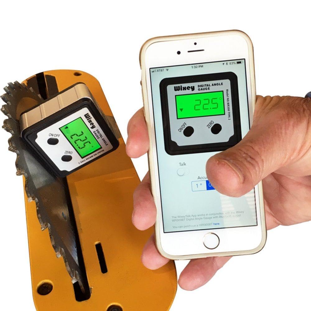 Wixey Smart Angle Gauge Inclinometer With Bluetooth Connectivity To Wixeytalk App For Remote Display And Audio