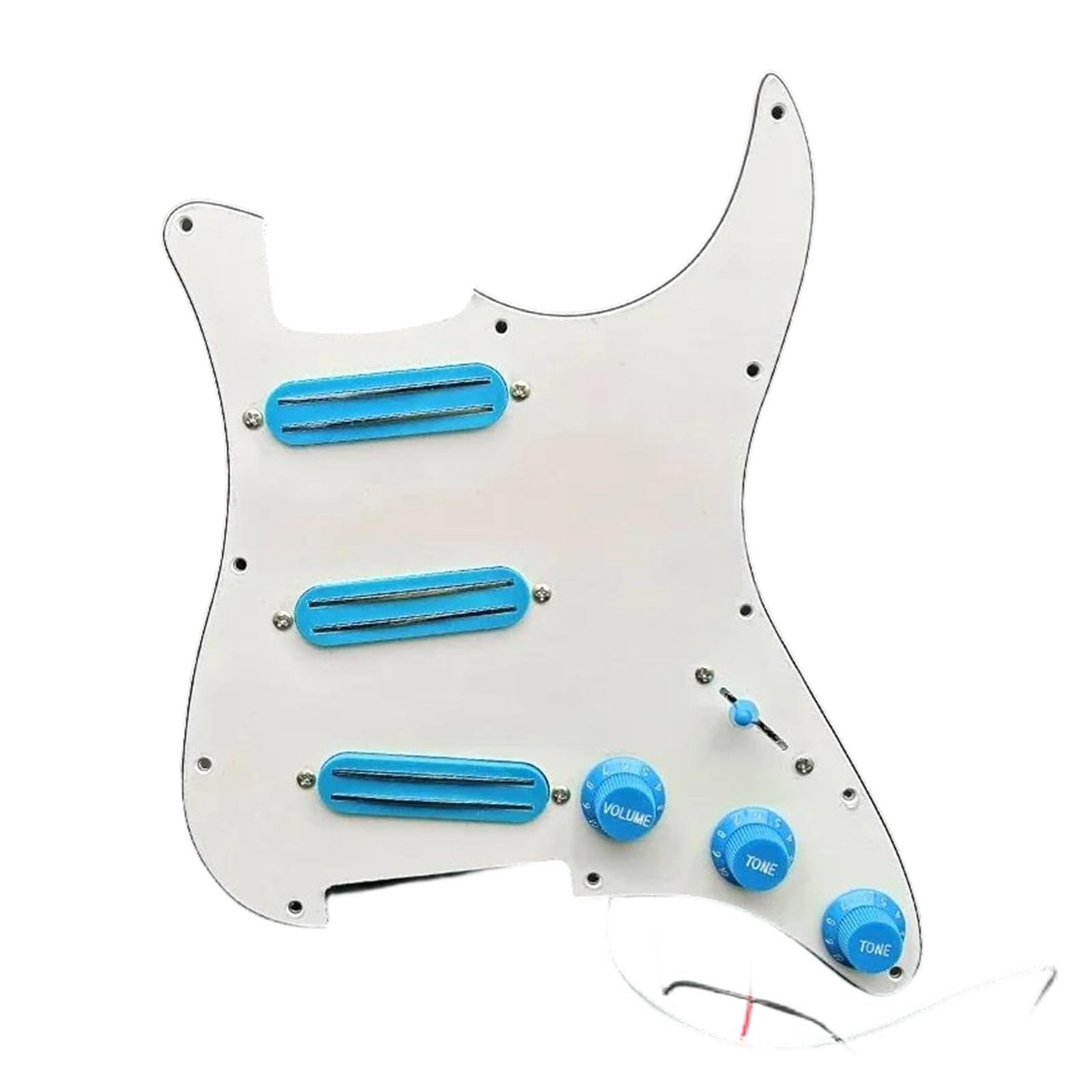 Alnico 5 3 Pezzi Mini Dual Coil Pickguard Pickup Chitarra Elettrica SSS 9K Pre Cablato Per Principianti Pickup Per Battipenna Della Chitarra(Blue w Wh)