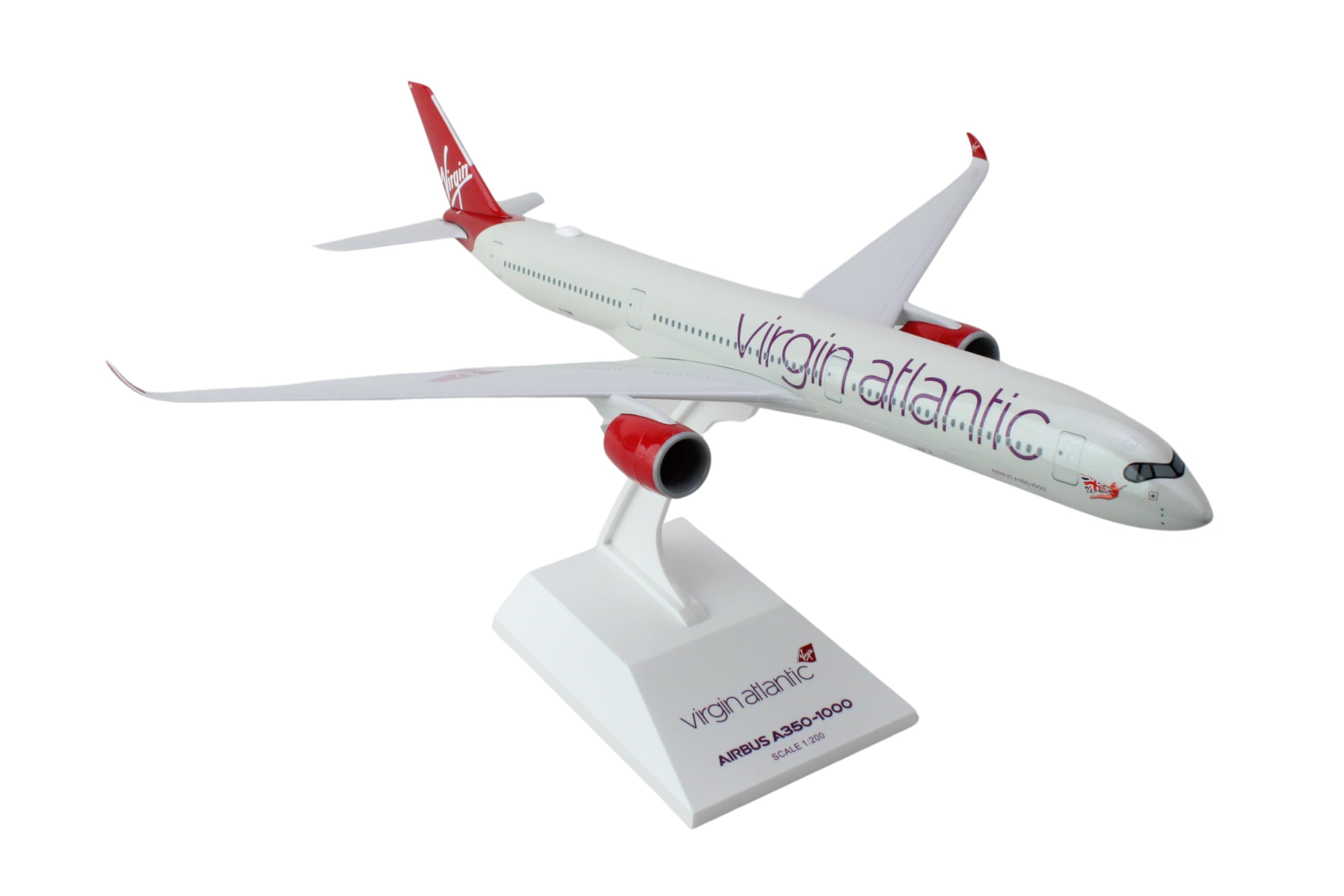 SkyMarks Virgin Atlantic A350-1000 1/200 Collectible Snap-Fit Model Airplane with Display Stand – Authentic Airbus Livery & Molded Plastic Design – Perfect for Ages 14+