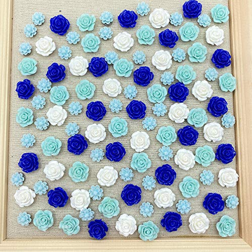 50 PCS Decorative Push pins,Cork Board Tacks,Bulletin Board Tacks,Thumb Tacks Decorative for Photo Wall, CorkBoard, Office Organization, Maps or Home (Blue Rose)