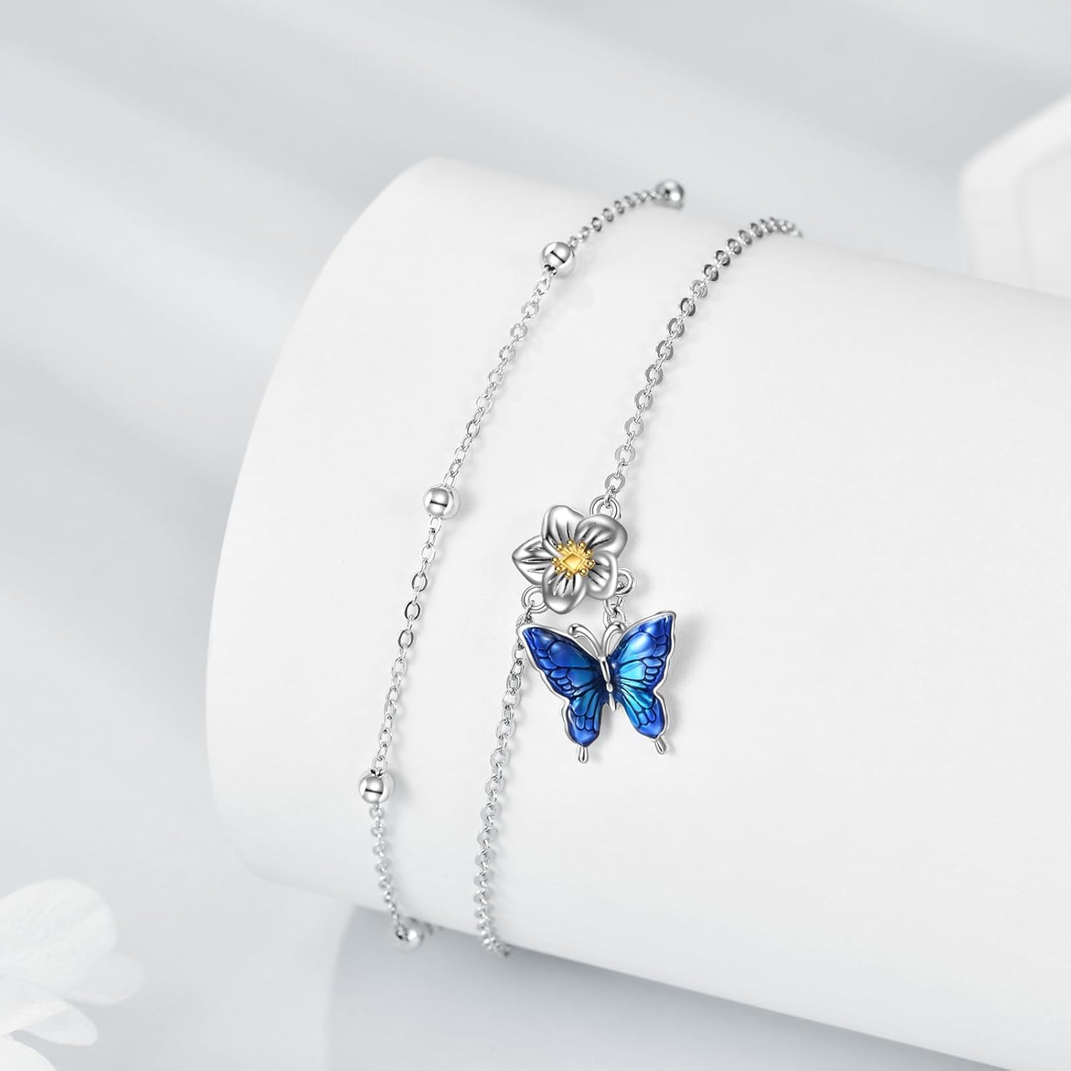 YAFEINI Anklet Bracelets for Women Girls Sterling Silver Hummingbird/Dragonfly/Butterfly Link Chain Anklets Jewelry Gifts