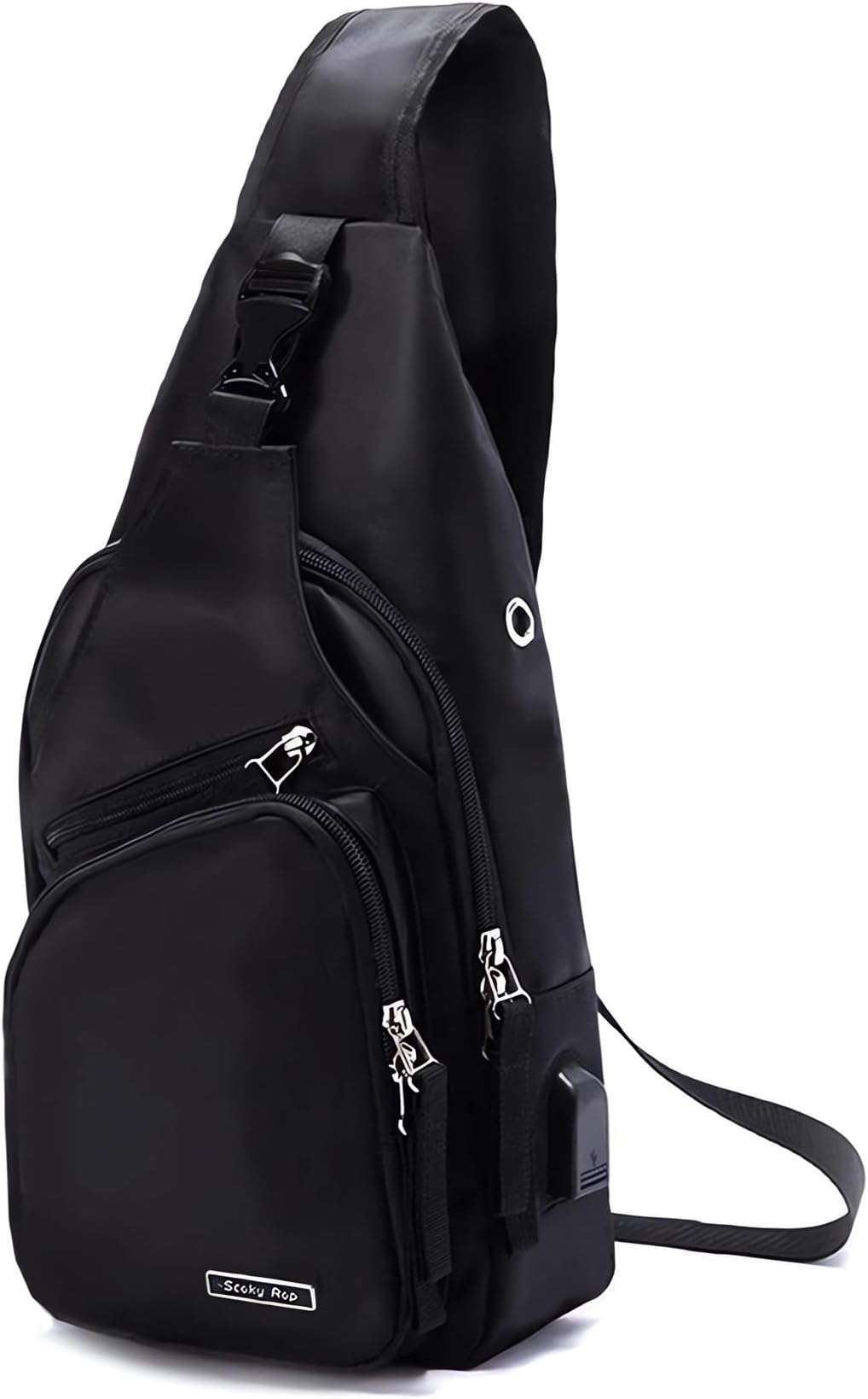 Men Women Sling Backpack Nylon Water Resistant Shoulder Chest Crossbody Sling Bag with USB Charging Port