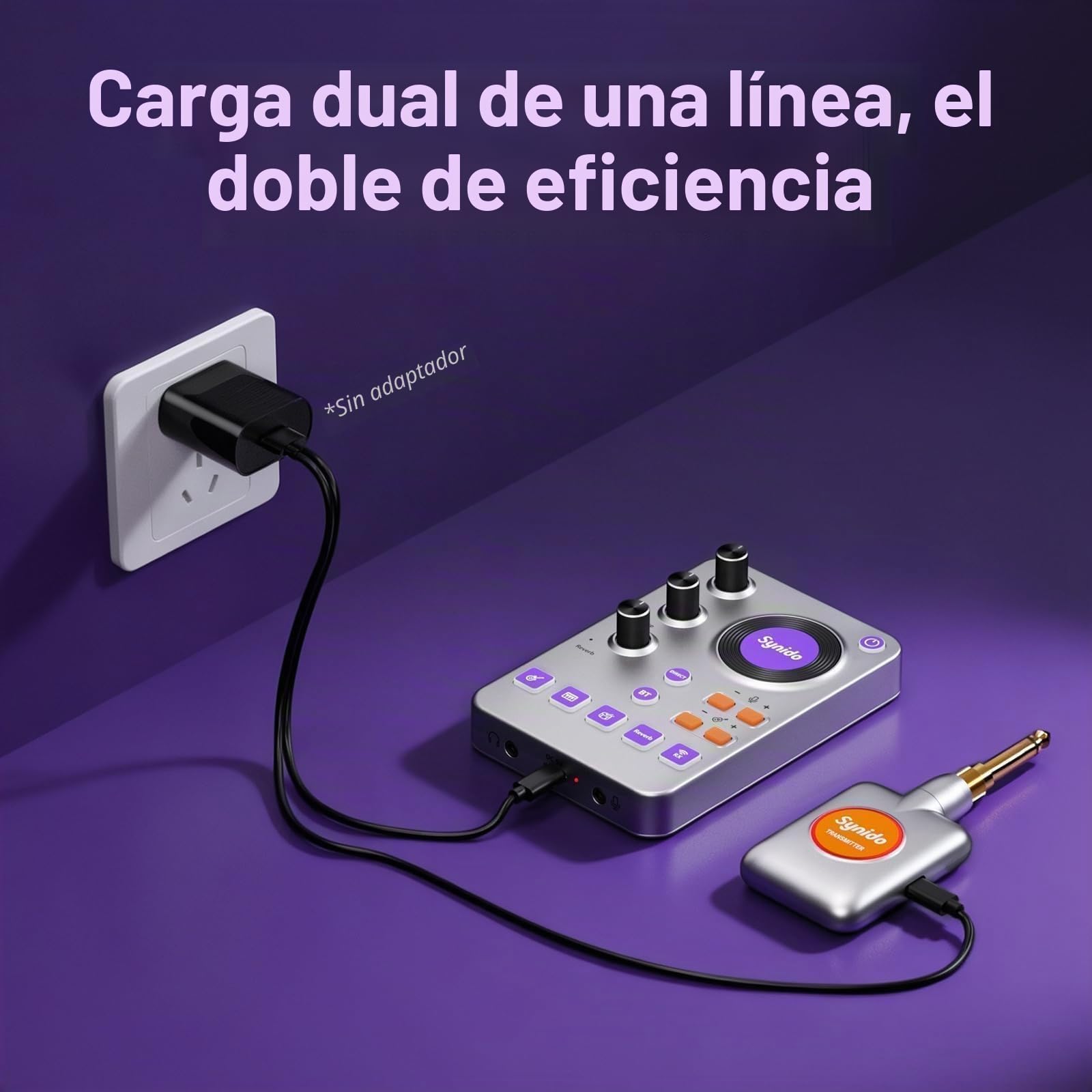 Synido Sistema de guitarra inalámbrico de 5,8 GHz, receptor transmisor de instrumento musical eléctrico recargable con tarjeta de sonido, 24 bits/96 KHz, baja latencia, compatible con Bluetooth BGM