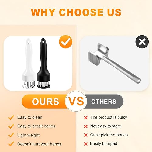 Miniatura 6 de Herramienta ablandadora de carne, herramientas de acero inoxidable para golpear carne, herramienta ablandadora de carne con acero inoxidable ultra