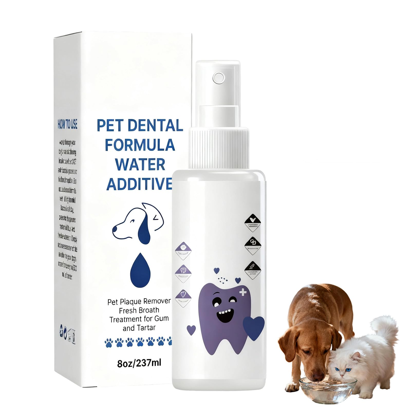 PawBright Dental Plus,Natural Odorless,Flavorless Formula to Fight Tartar,for Dental Water Additive,Promote Healthy Gums & Freshen Breath Easy Daily Use for All Pet