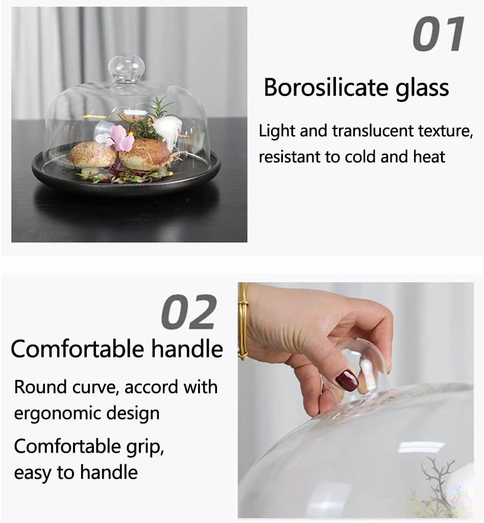Glass Food Cover for Plates, Glasses, Bowls Smoking Gun Plastic Dome, Smoking Infusion Terrarium & Dessert Cover Smoke Infuser Accessory Lid (Color : 1321cm) image 5