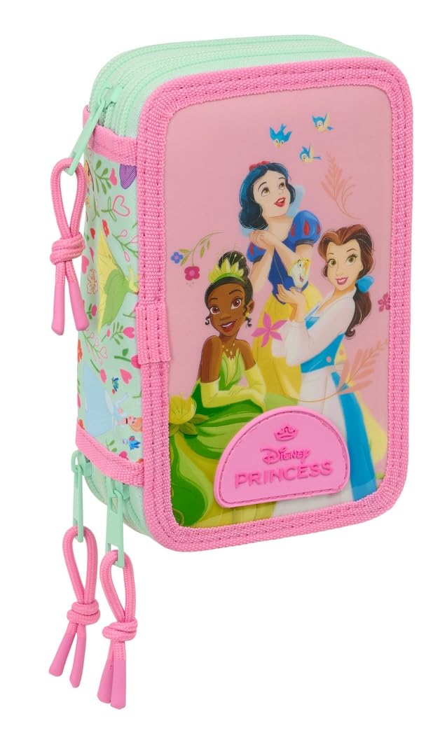 Princesses Disney Bloom - Trousse scolaire avec 37 outils inclus, trousse pour enfant, idéale pour les enfants de 5 à 14 ans, confortable et polyvalente, qualité et résistance, 12,​5 x 5,​5 x 19,​5 cm,