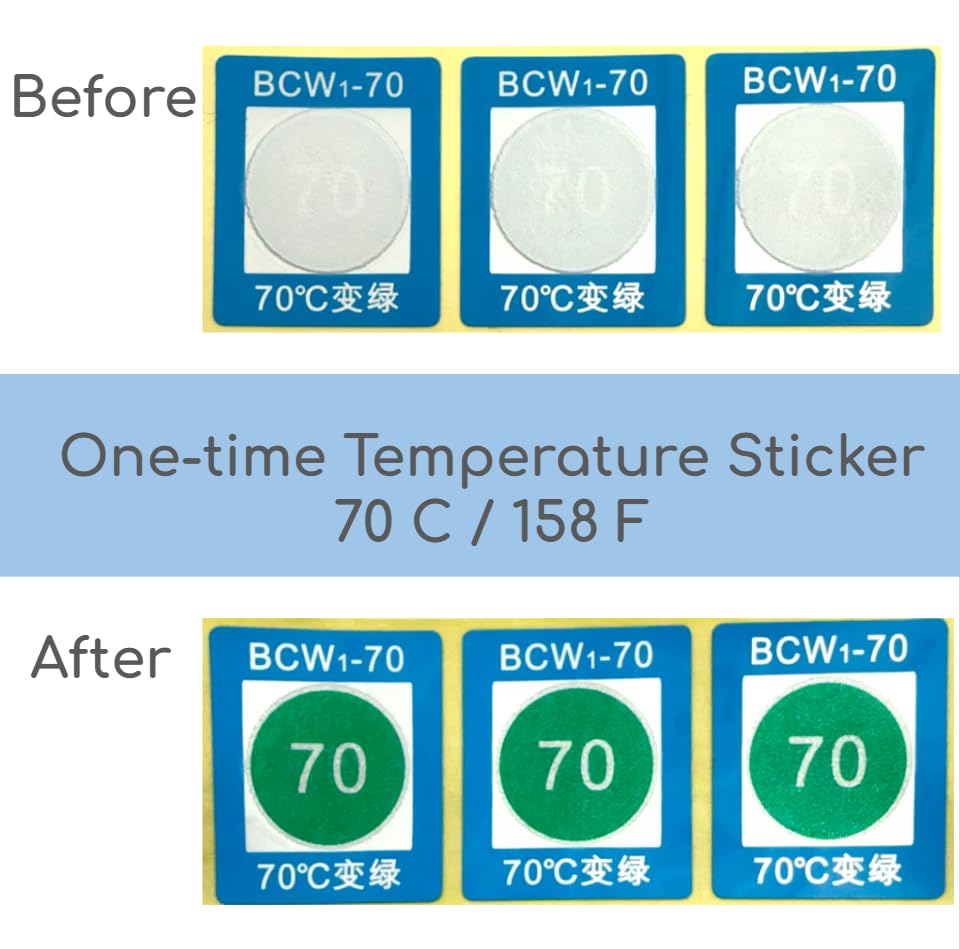 Thermolabel 158°F/70°C Temperature Label for Dishwashers Pack of 10 Labels