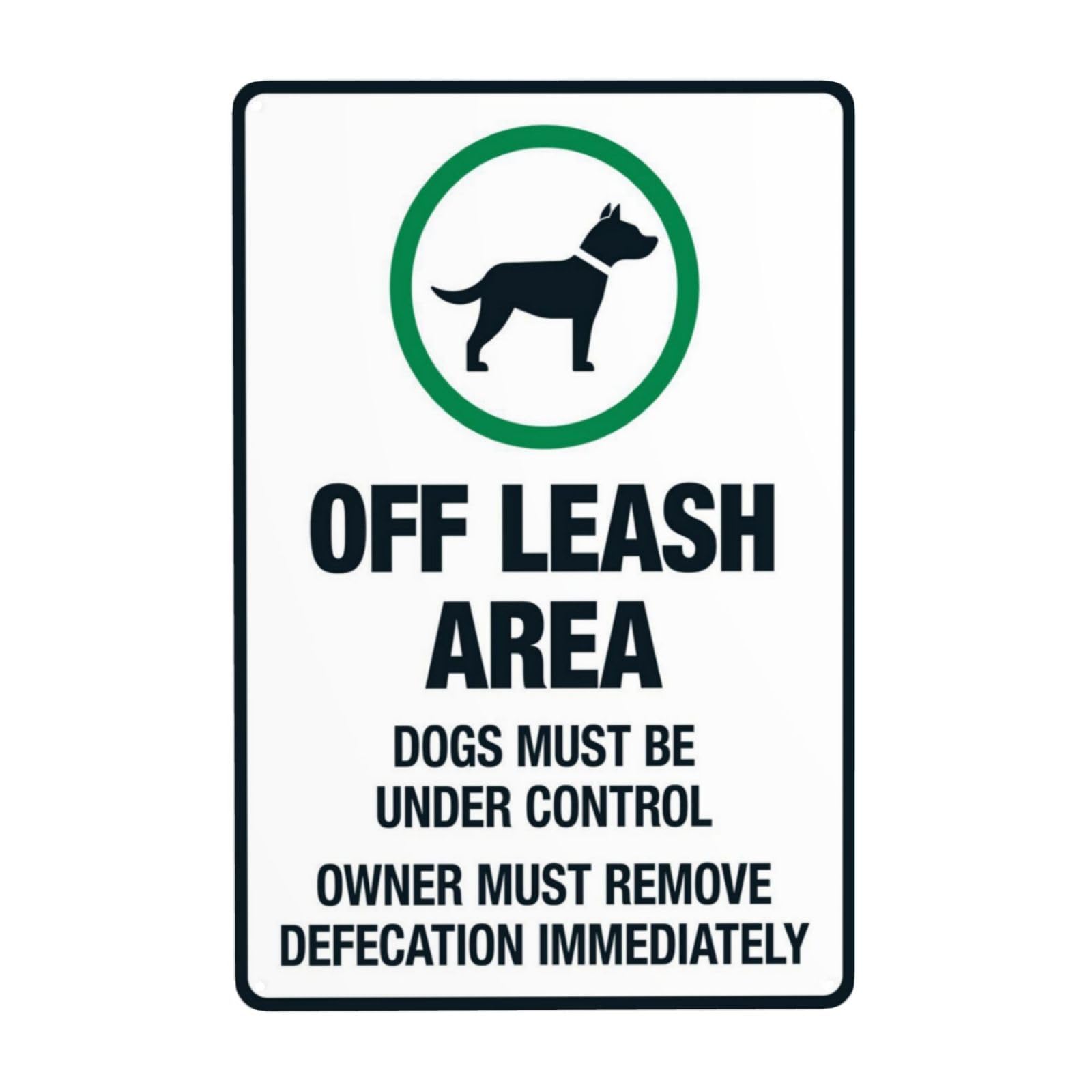 Off Leash Area, Dogs Must Be Under Control Vintage Metal Dog Rule Sign 12x8 Inch