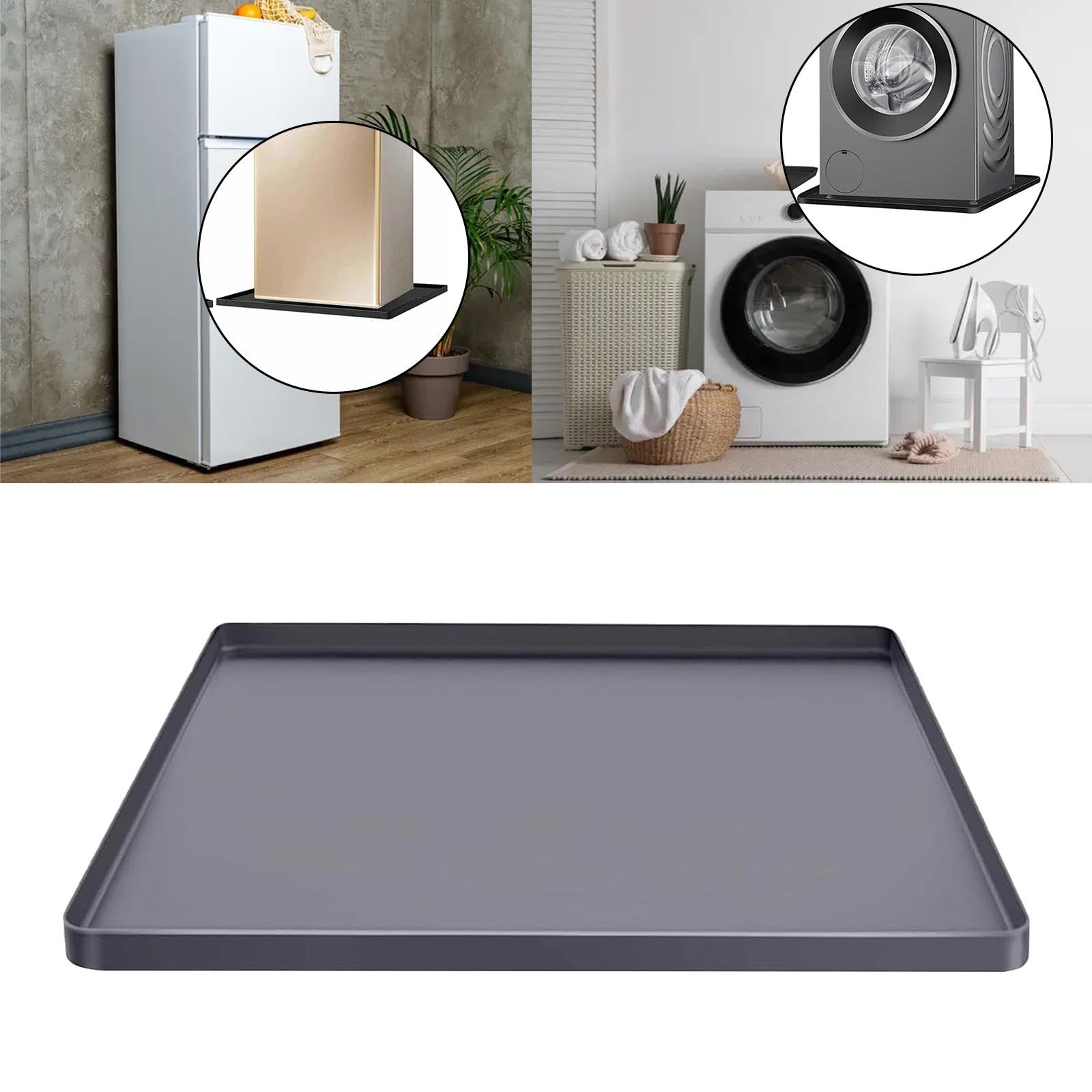 Tappetino protettivo per mini frigo, vaschetta raccogligocce multifunzionale in silicone sotto il frigorifero per asciugatrici, animali domestici, Grigio 68.5x68.5x2cm