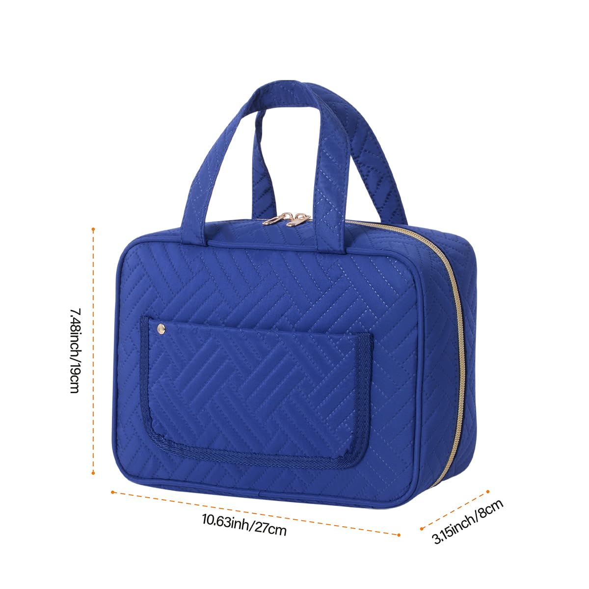 Neceser colgante para mujer, neceser cosmético, bolsa de viaje, color azul | Con ganchos, múltiples compartimentos, almacenamiento transparente para accesorios de maquillaje, viajes, gimnasio, natación