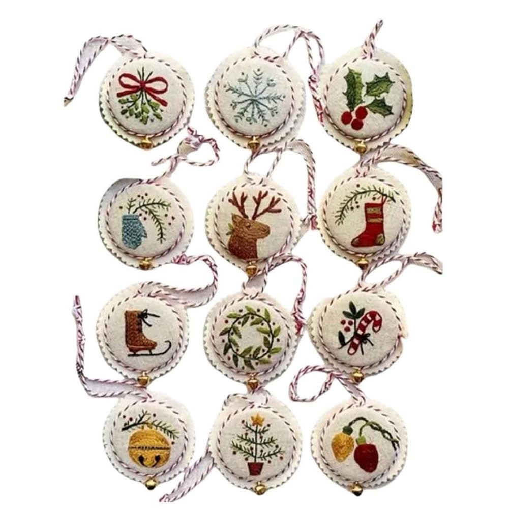 CTRLZS Jolly and Bright Hand Embroidery Ornaments Kit,Christmas Embroidery Kit,Festival Ornament Kits