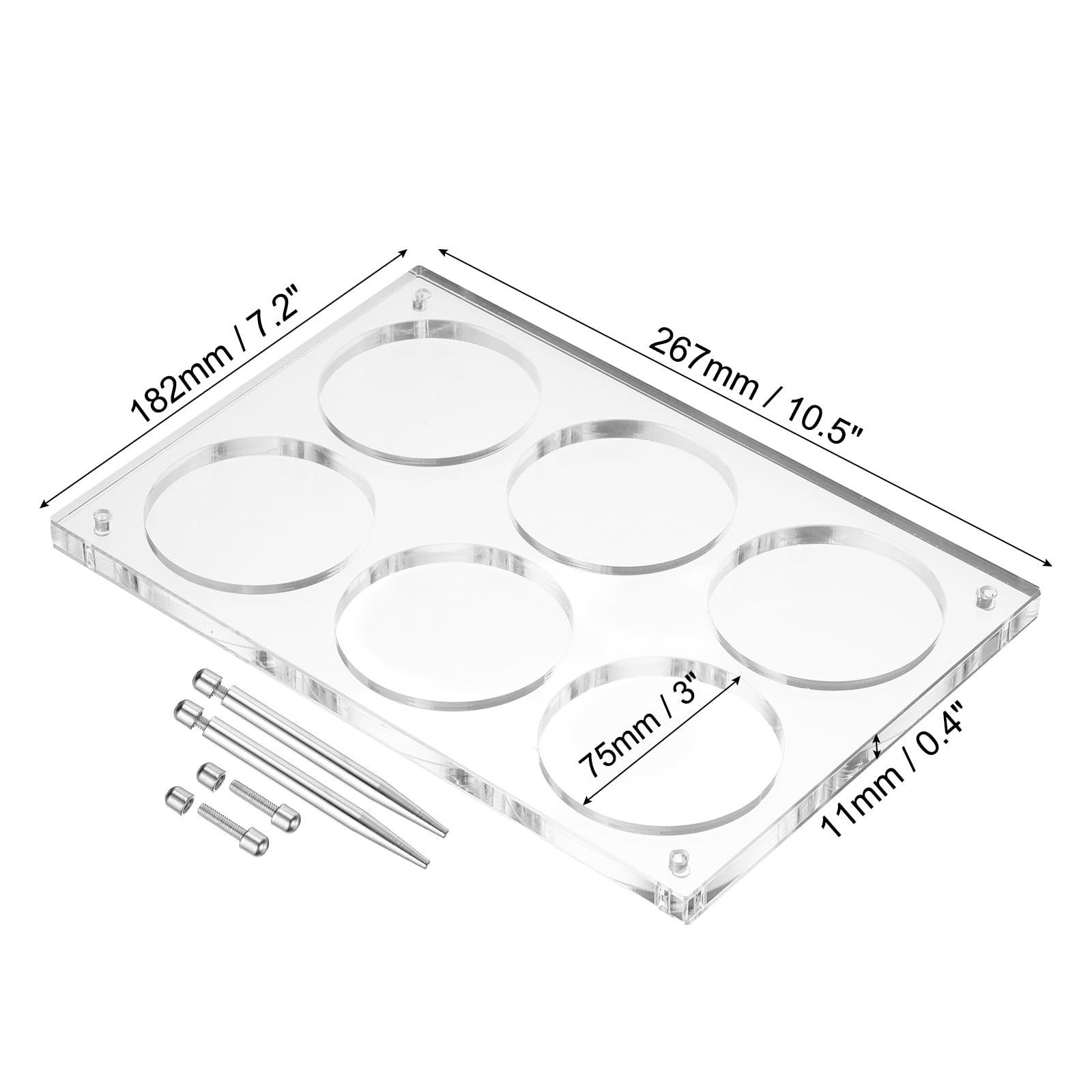 PATIKIL Marco acrílico para monedas de 7,62 cm, soporte flotante 3D, 6 ranuras para joyas, muestras, medallones, monedas, transparente