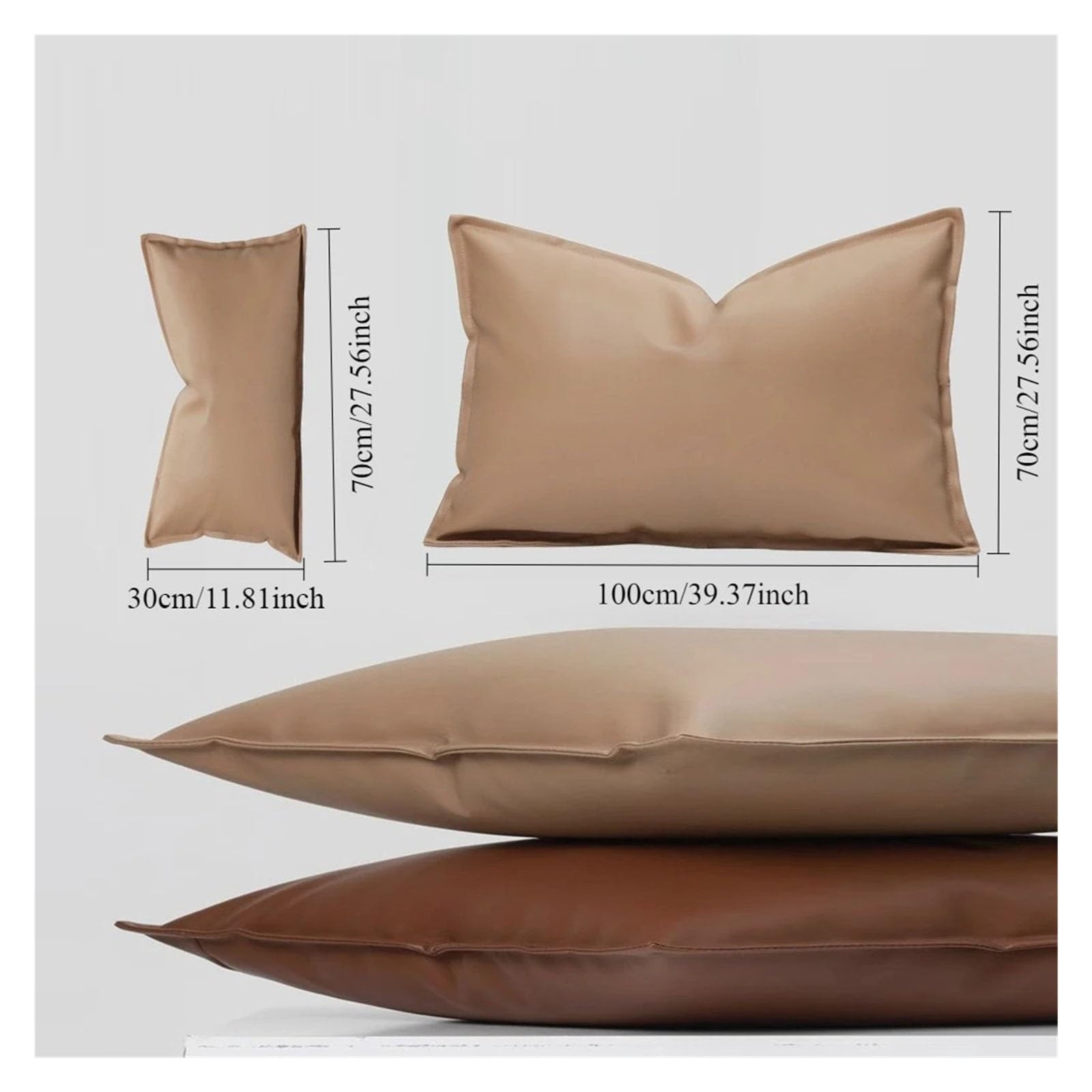 Pokrowiec na worek fasolowy ze sztucznej skóry na zewnątrz Poszewka na poduszkę Beach Club(70x30cm-light beige)