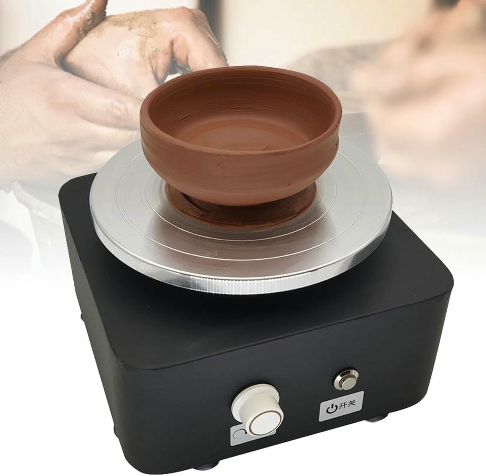 FHRKA Electric Pottery Wheel Machine, Clay Making Pottery Machine, 16cm Pottery Forming Machine Art Craft DIY Clay Tool, Mini Casting Machine