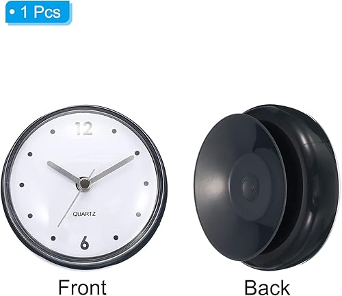 Miniatura 3 de PATIKIL Reloj de baño impermeable, funciona con pilas, silencioso, con ventosa, para ducha, cocina, decoración del hogar, color negro