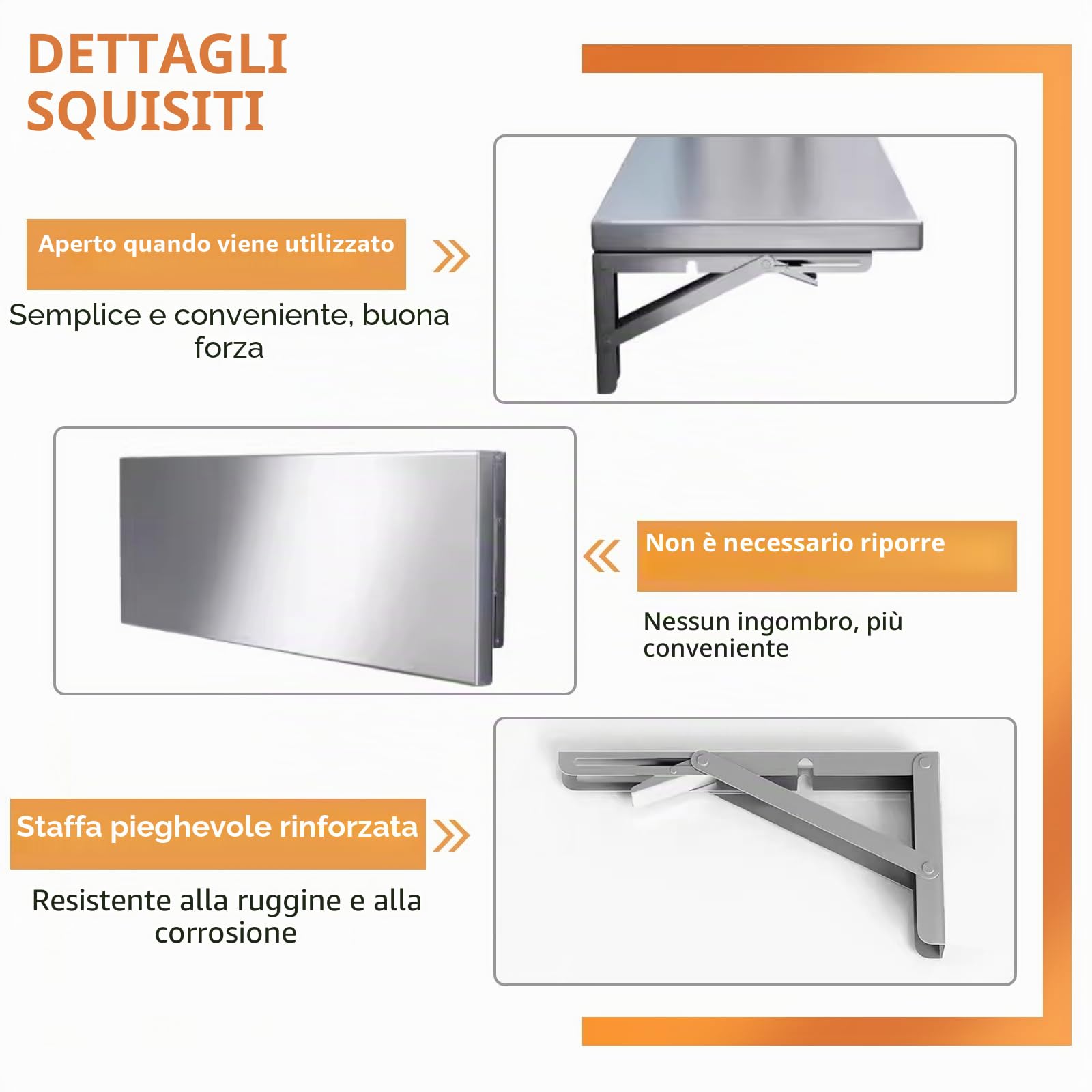 TAIMIKO - Mensola da parete in acciaio inossidabile, pieghevole, a parete, per cucina commerciale, food truck, ristorante, garage, lavanderia, stanza utilità, tavolo pieghevole per lavanderia (60 cm)