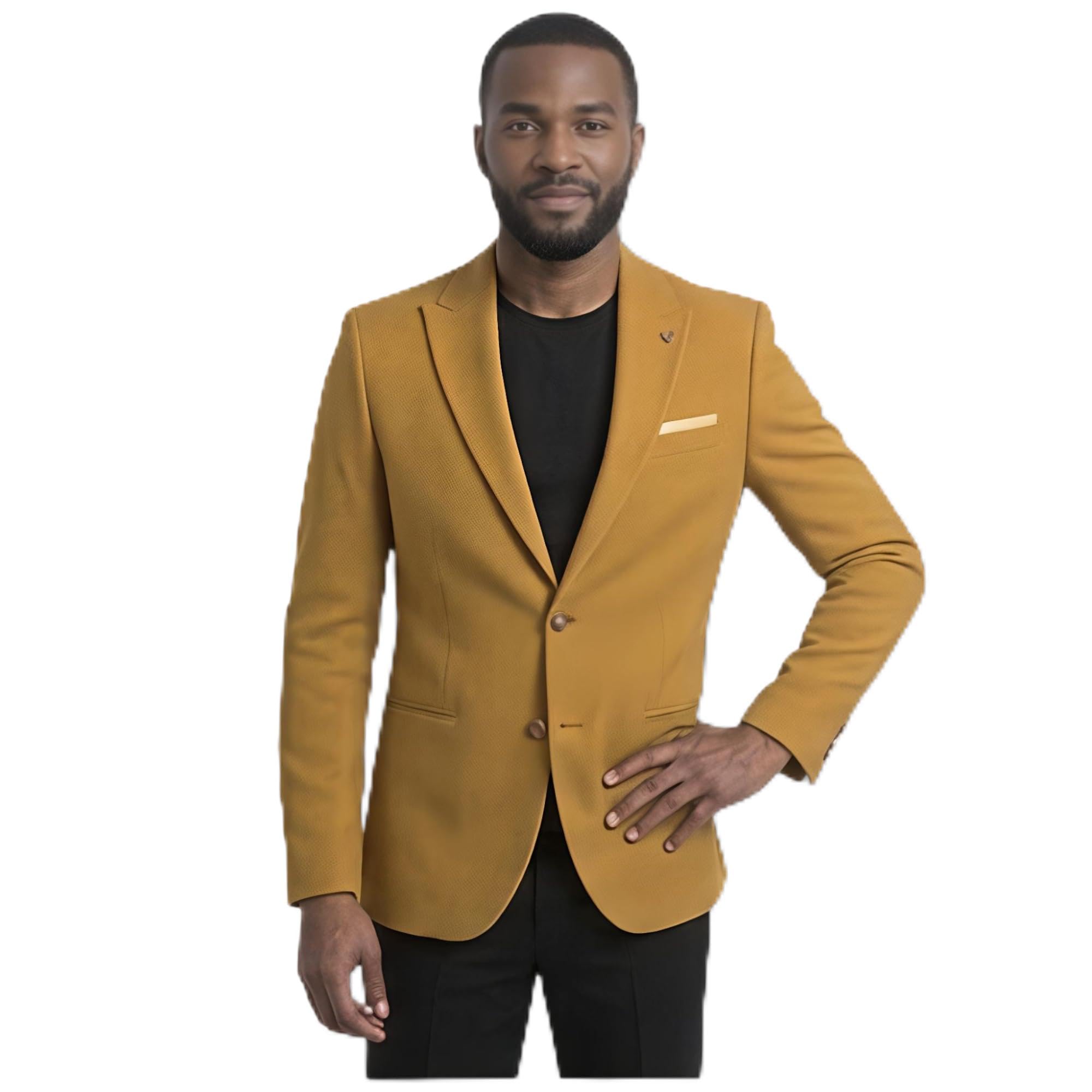 Men's Slim Fit Textured Blazer, Notch Lapel, Two-Button Closure, Polyester Blend, Formal Style-picture-26