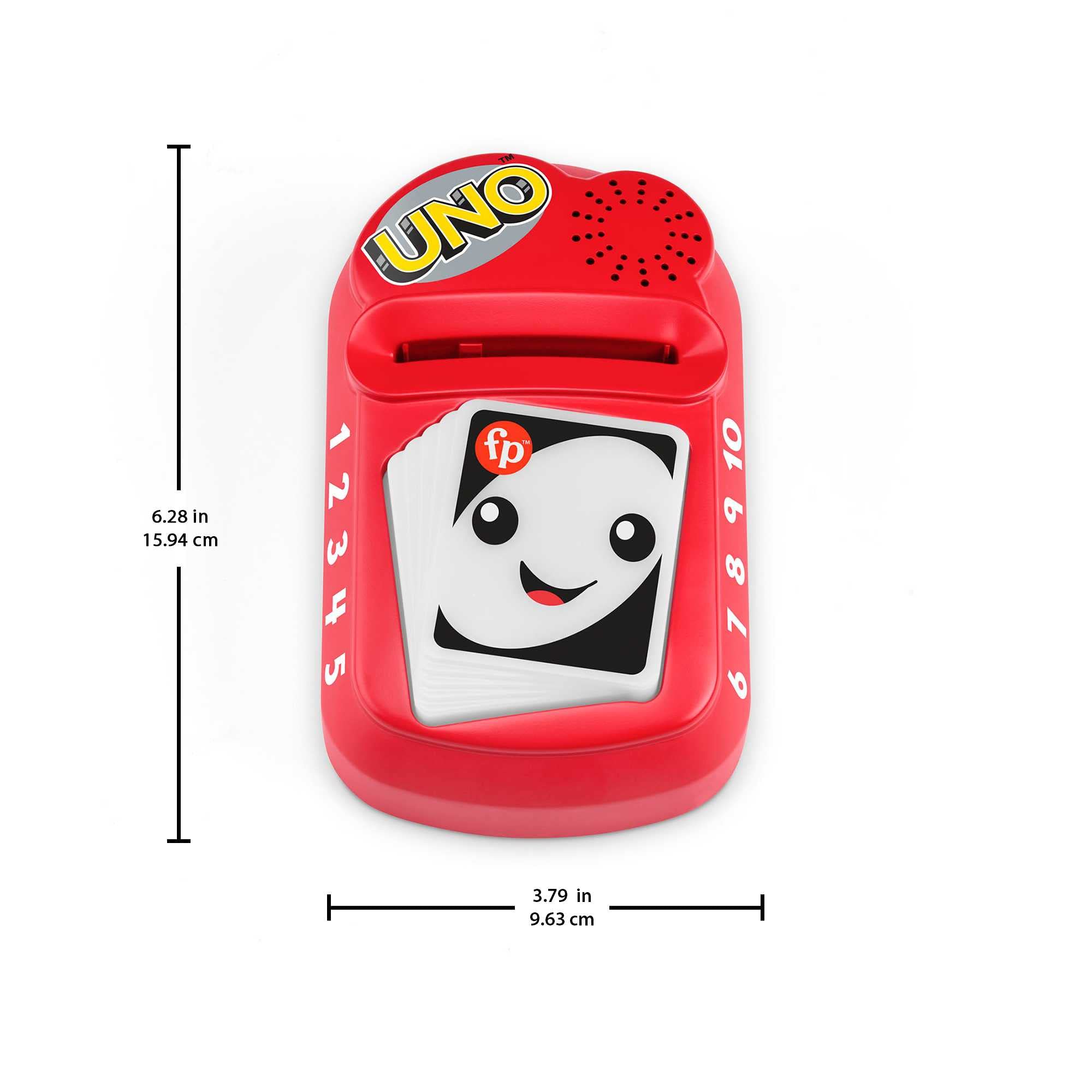 Fisher-Price - Baby Uno Numeri e Colori, Include 5 Carte da Inserire nel Lettore con Luci e Suoni, Giocattolo Elettronico Portatile Edizione Italiano+Portoghese+Spagnolo+Inglese, 6+ Mesi, HHG94
