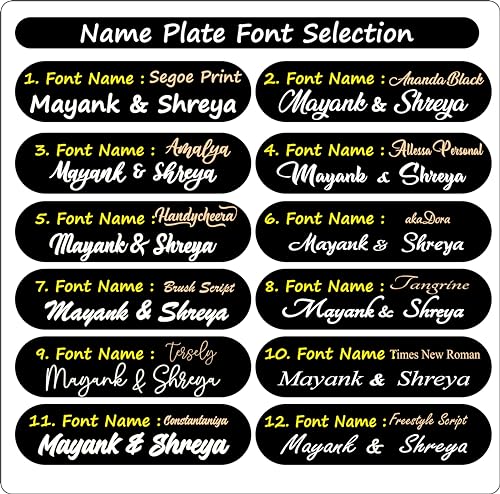 Image of P Arts Personalized Door Name Plate for Home Entrance Round Shaped 10x10 Inch Name plate for home entrance, Door name plates MDF Wood, Black & White (Engraved-03)