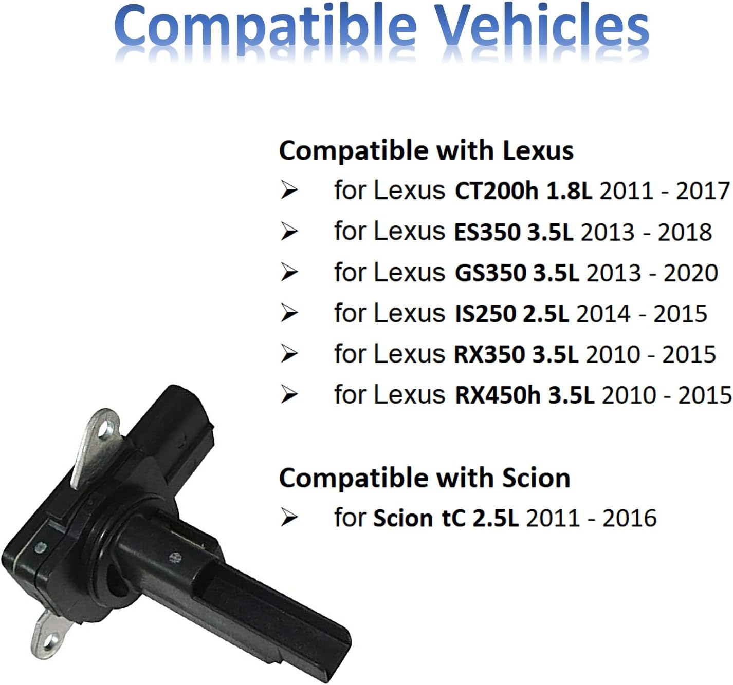MANATEE 22204-0V010 Mass Air Flow Sensor Compatible with 2010-2020 Toyota Camry Corolla Sienna 4Runner Prius, Lexus CT200H RX350 HS250h GS350, Scion TC, 22204-0V020 22204-28010 MAF Meter Sensor