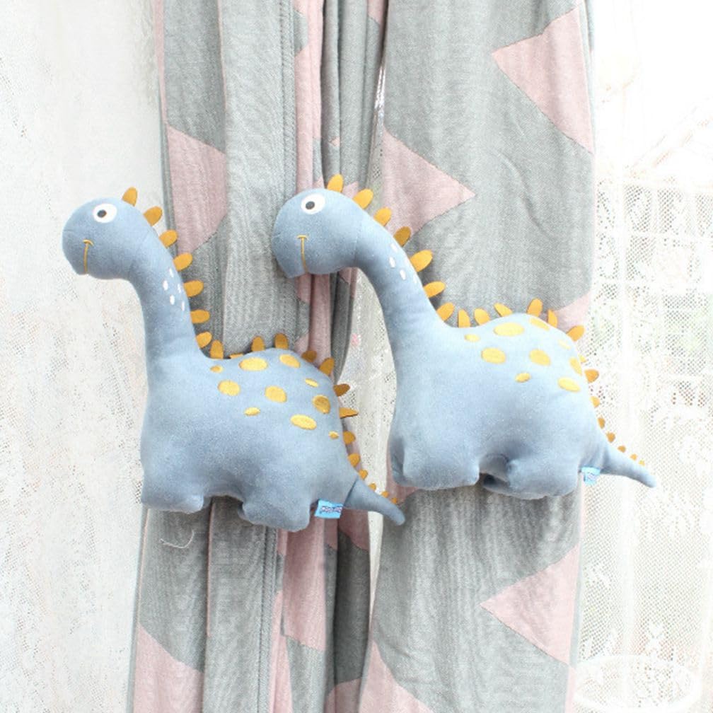 Embasses pour Rideaux, Lot de 2 Sangles Fixation for Rideaux en Forme d'animaux Dessin animé, avec Bouton élastique et Accessoires Corde(Gray)