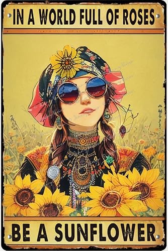 Zomyto Decoración de pared inspiradora con citas positivas, en un mundo lleno de rosas, sé un girasol, arte de pared hippie bohemio, póster