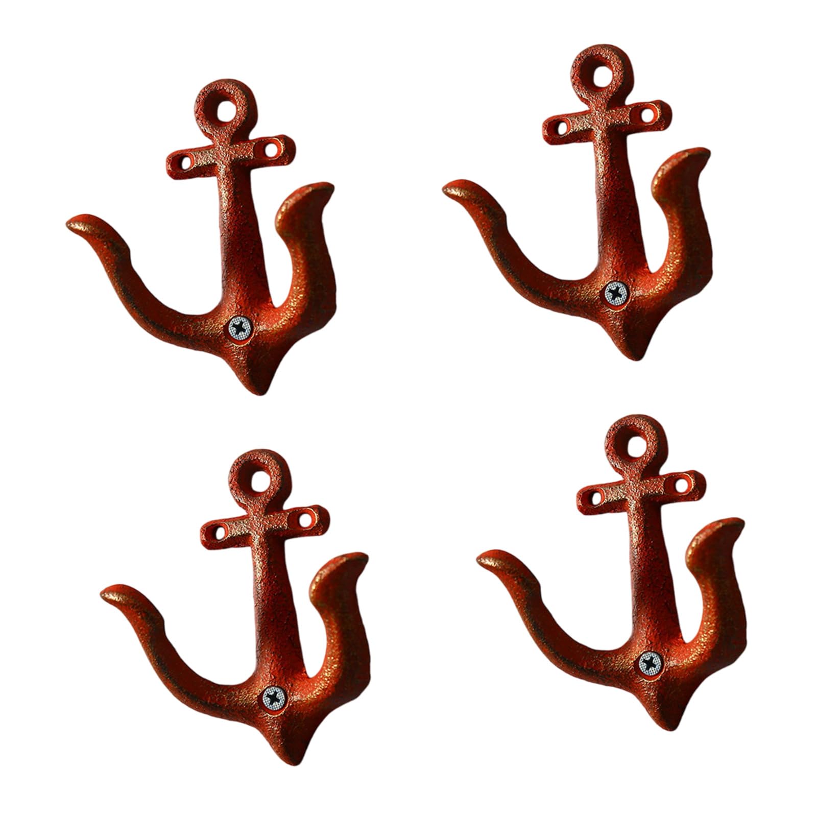 Limtula Red Retro Anchors Shape Iron Wall Hook For Bucolic Homes Decors Heavy Duty Hanging Hooks For Coat Bags Party Decoration Sturdy Anchors Coat Hanger