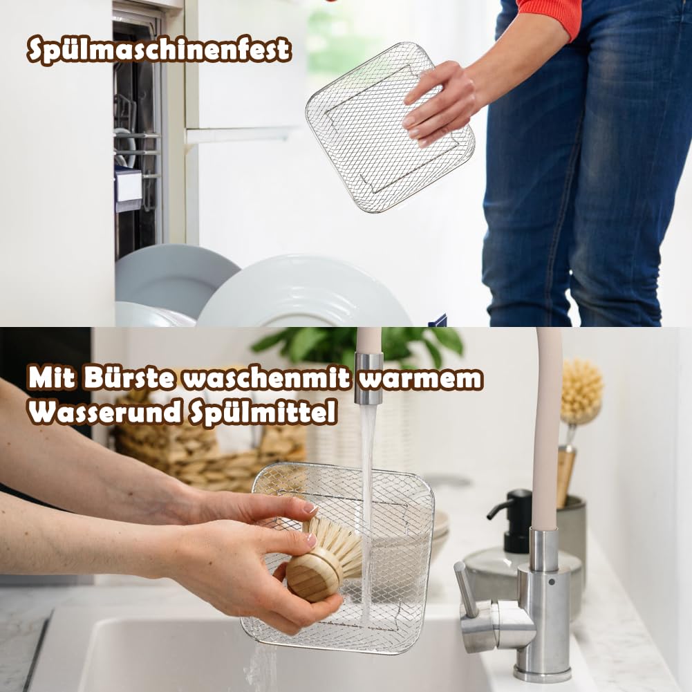 Airfryer Zubehör für Russell Hobbs 4L /Ninja PRO 4,7L AF140EU & AF180EU Heißluftfritteuse, Klein Airfryer Racks/Gitter, Square Stapelbar Körbe, Zubehör für Heißluftfritteuse 2000-Serie 4,2L