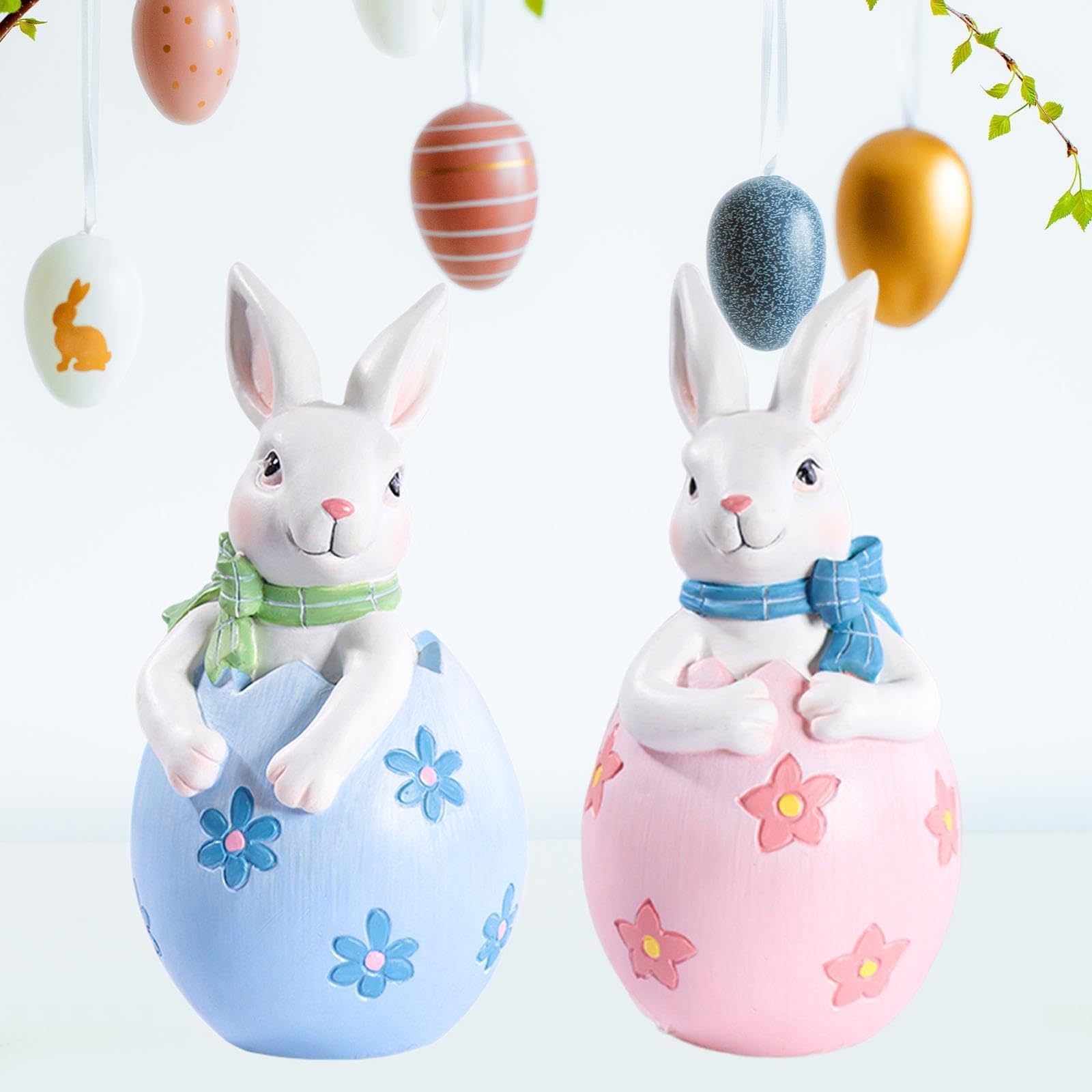 THE STYLE SUTRA Easter Bunny Figurine Decor Sculpture for Friend Boy Girl Tabletop Festival Pink Blue-picture-10