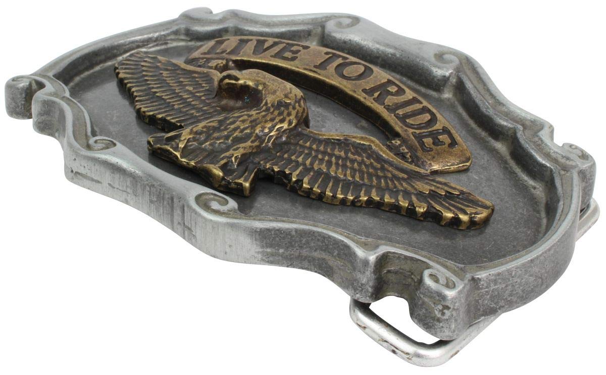 Gürtelschließe Adler Live to Ride 4,0 cm | Buckle Wechselschließe Gürtelschnalle 40mm Massiv | Druckknopf-Gürtel bis 4cm